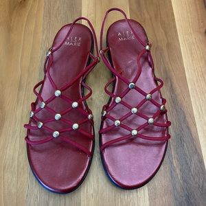 🌟 Alex Marie Red & Gold Stretch strap sandals 🌟